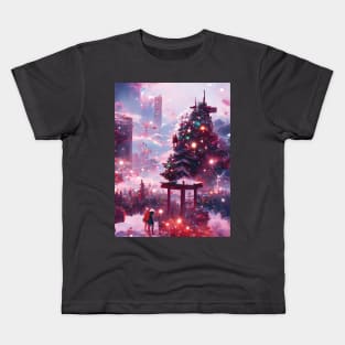 Christmas Trees Lights of Xmas in the City Santa in the Future Town Kids T-Shirt